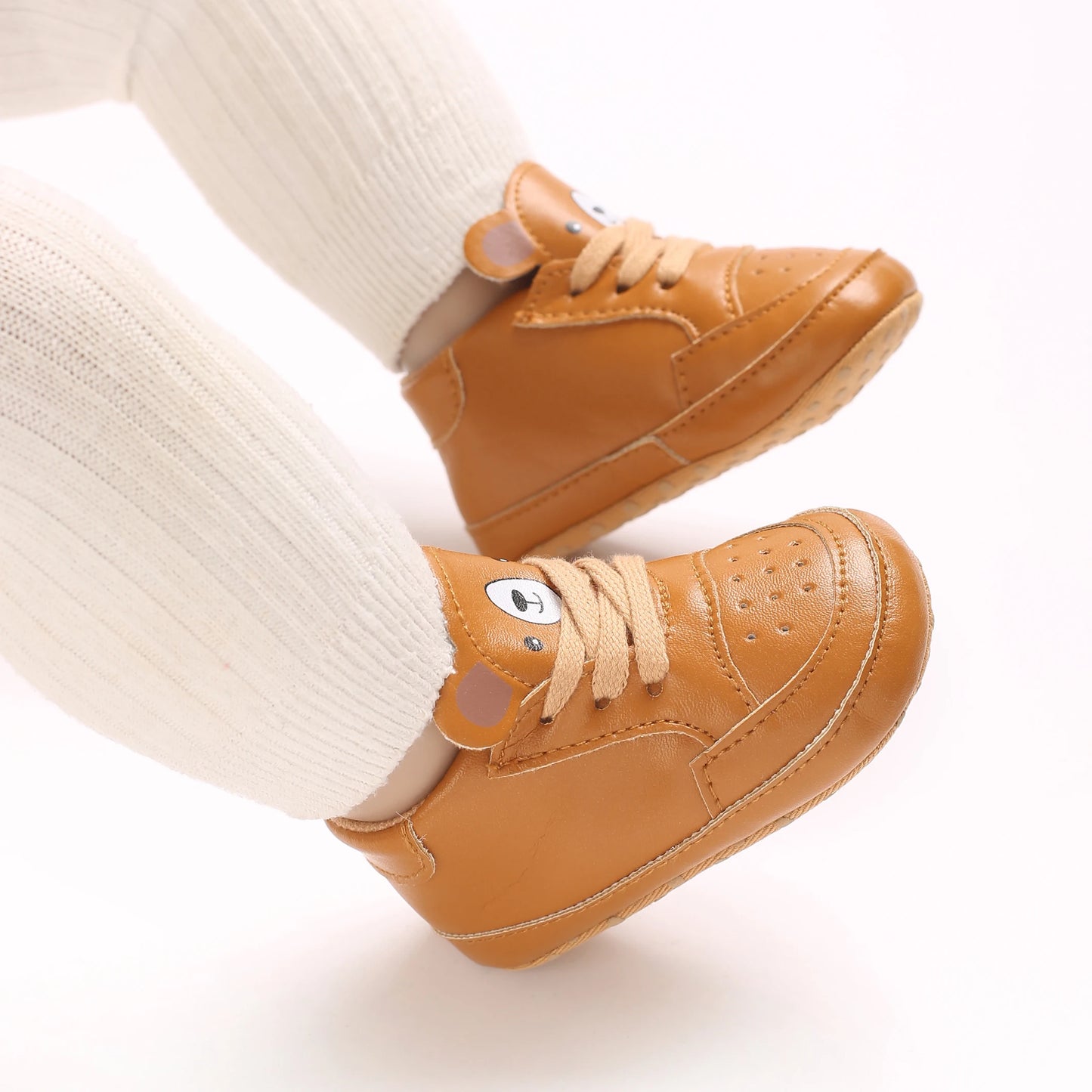 NEW Baby Shoes Newborn Boys Sneaker Girls Cartoon First Walkers Kids Toddlers Lace Up PU Leather Soft Soles Sneakers 0-18 Months