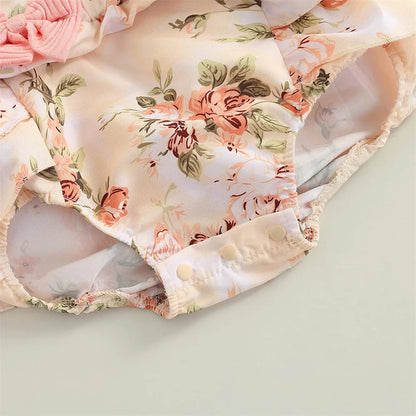 Kids Dress For 0-18 Months Cotton Ruffle Sleeve Cute Butterfly Floral Summer Princess Formal Dresses Newborn Baby Girl Clothes (Available)