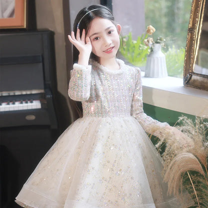 Girl's Dress Entry Lux Elegant Princess Dress Host Piano Playing Flower Girl Bubble Skirt