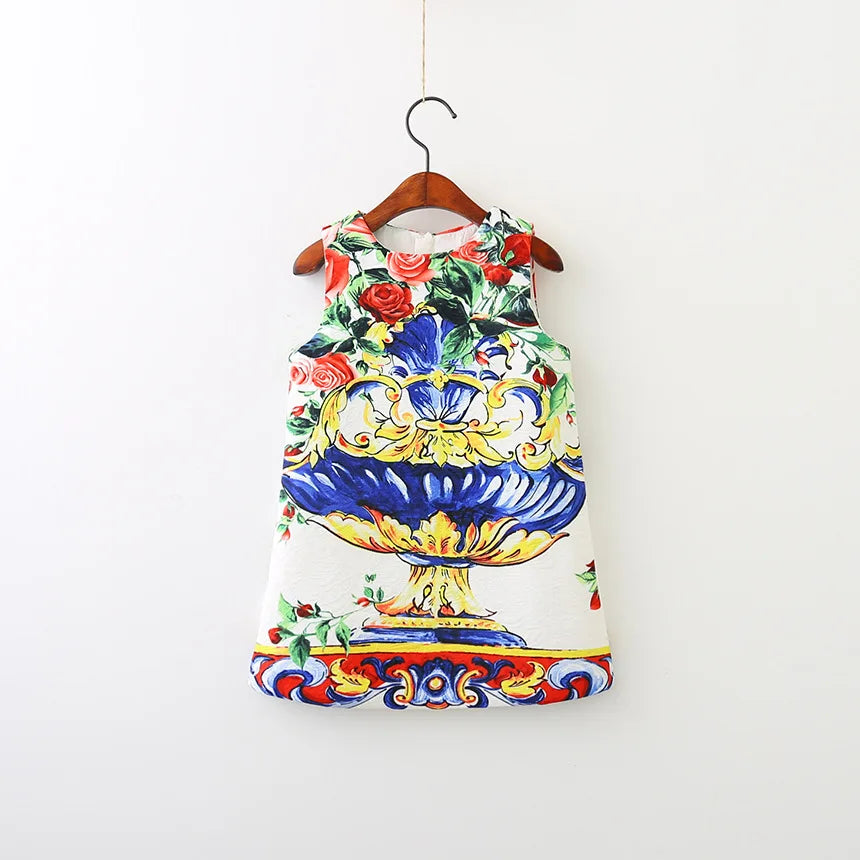 Young Children Vestidos De Fiesta Sleeveless Girls Summer Dresses Princess Girl Dresses European Style Wedding Girl Clothes