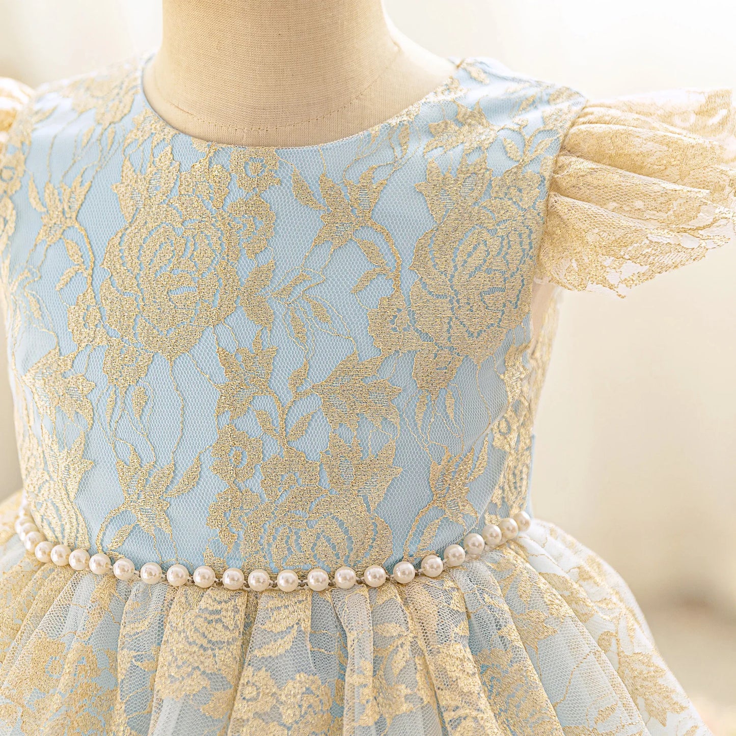Party Dress for Girls Ruffles Embroidery Lace Vintage Elegant Dress Wedding Evening Gala Baby Clothes Vestidos Formal Gown Kids
