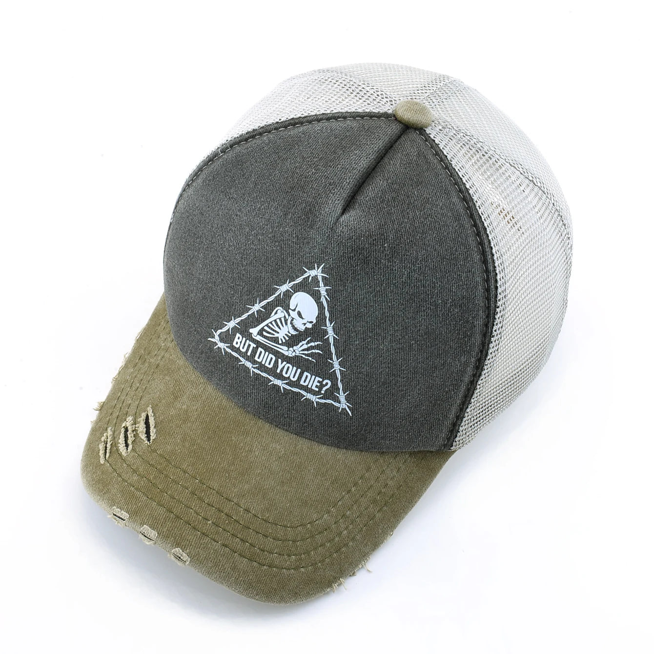 Washed Denim Baseball Cap Women Printing Skull Sun Visor Cap Men Snapback Hip Hop Trucker Cap Breathable Mesh Hat