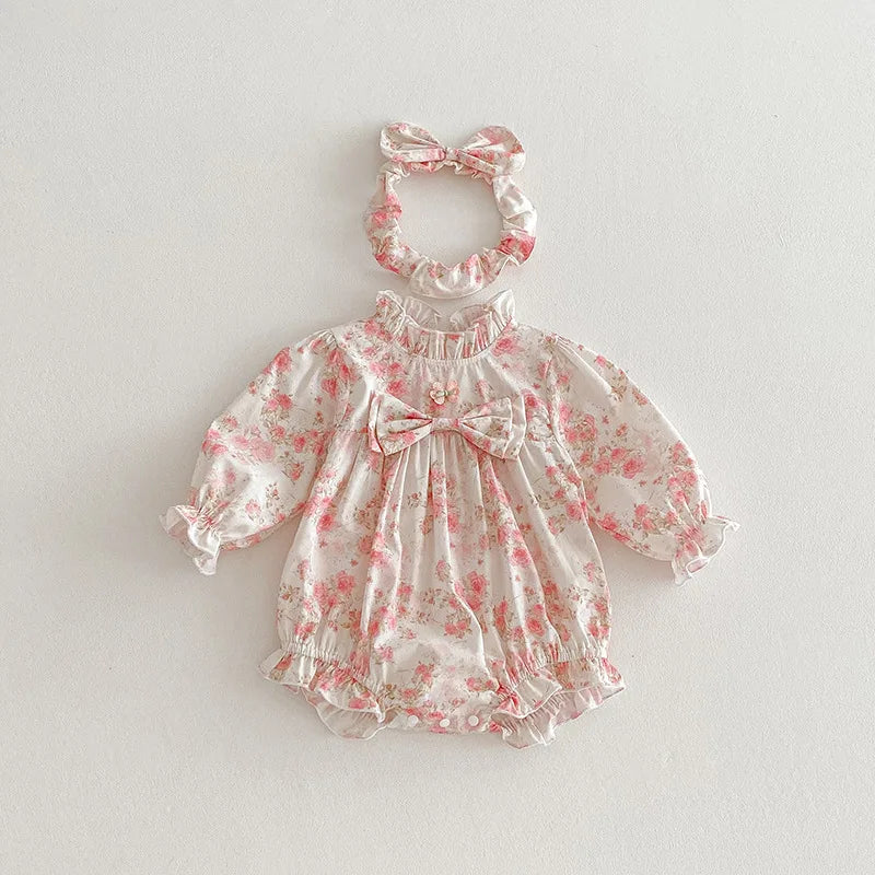 2025 Boutique Spring Cute Baby Clothes Girls Floral Print Dresses Newborn Girl Romper Birthday Party New Dress for Children Kids