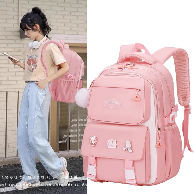 New Anti-splashing High-quality Middle High School Student Schoolbag Girls Large-capacity Burden-reducing Children's Backpack