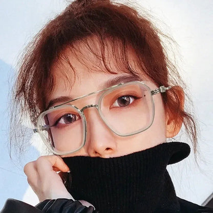 Fashion Men Sunglasses Oversized Frame Women Anti-blue Light Transparent Glasses UV400 Eyewear Flat Mirror Eyeglass