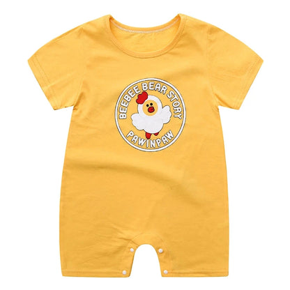 Newborn Baby Clothes Short Sleeve Romper Printed Cartoon Cute Baby Boys One-piece Clothes Toddler Jumpsuit Infantil Costume