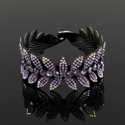 AWAYTR Fashion Rhinestone Hair Claws Ponytail Holder Hairpin Women Crystal Bird Nest Twist Clip Bun Hair Clip Hair Accessories