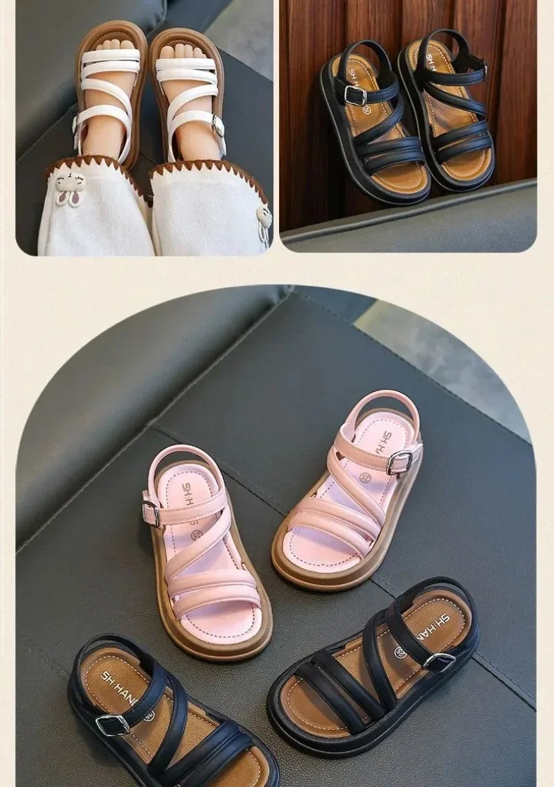 1-10Y Baby Girls Sandals Summer Children's New Cool Fashion Princess Cute Versatile Shoes for Students Flat Sandal Casual Shoe  (Available)