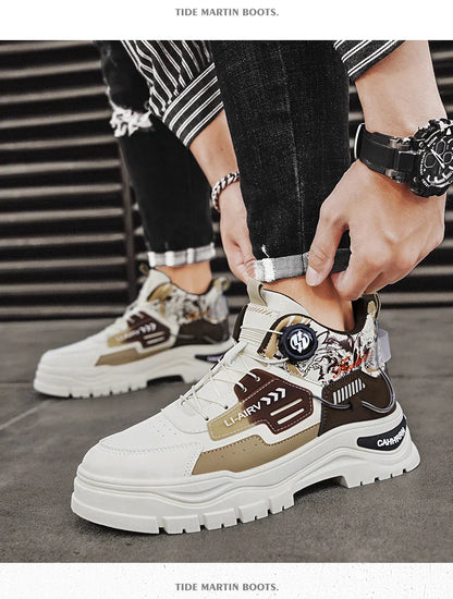 Men's Casual Outdoor Boots Fall Breathable Trendy Versatile Leisure Knob Board Shoes Anti-slip Riding Fashion Sneakers  (Available)
