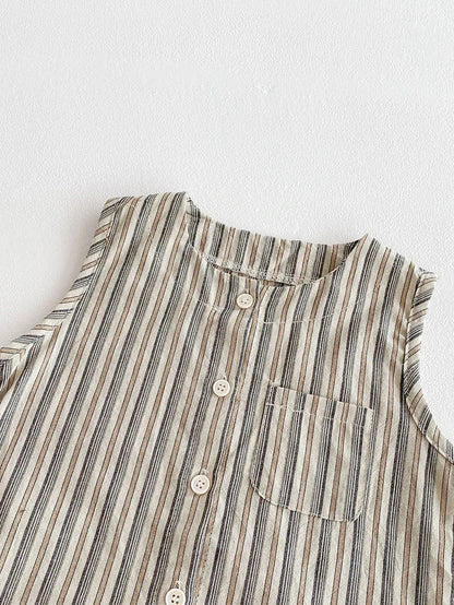 Baby Summer Clothes Boys Vest Set 0-3Y Striped Sleeveless Top Shorts Children's Casual 2Pcs Suit Infant T-shirt Toddler Outfit