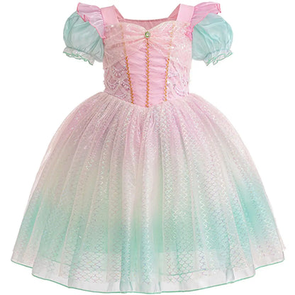 Kids Fall Dresses For Party Outfit Girl Princess Dress Costume Christmas Halloween Fancy Party Dress Sequined Splicing Mesh
