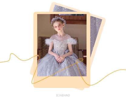 Party Dress Girls Evening Princess Dresses Vestido Piano Recital Performance Outfit Gown Children Costume Birthday Pageant Host