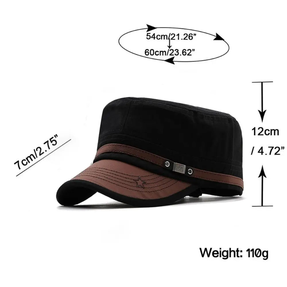 Men Unisex Army Hat Baseball Cap Cotton Cadet Hat Military  Breathable Combat Fishing Flat Adjustable Cap (Available)