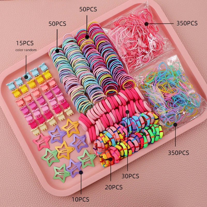 Hair Accessories Set For Girls Hair Clip Set Elastic Rubber Bands Flower Hair Clip Metal Snap Hair Clips For Girls Birthday Gift