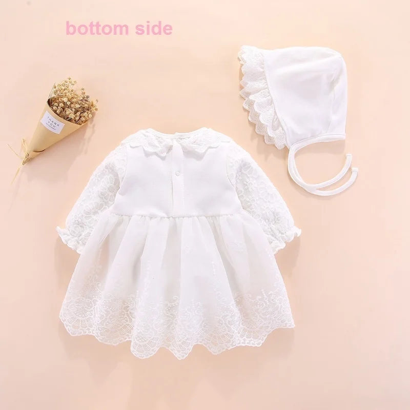 Newborn Baby Girl Dress Baptism Dress White Christening Clothes For Baby Girl Lace Vestido Bebe Robe Bapteme 3 6 9 Months