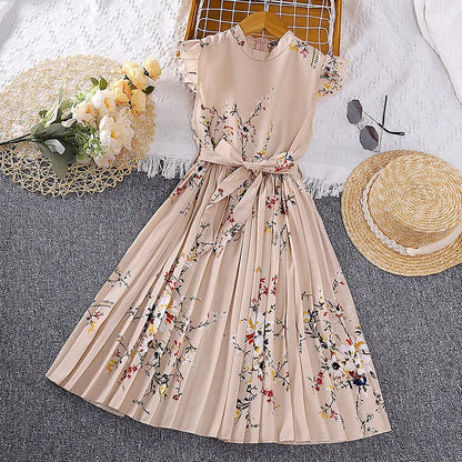 Girls Dress Summer 4-12 Years Flowers Sleeveless Fashion Elegant Little Princess Dress Birthday Dance Party Gifts Kids Clothes