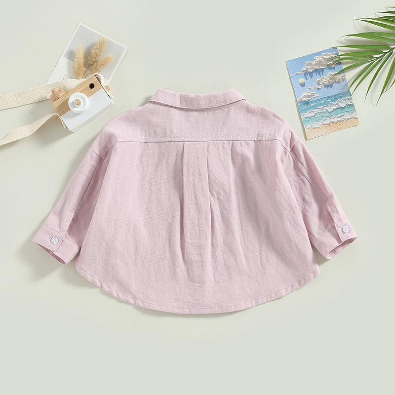 Summer Boys T-shirts Children Clothes Girls Long Sleeve Kids Shirt Baby Boys Cotton Tops Lapel Collar Tee
