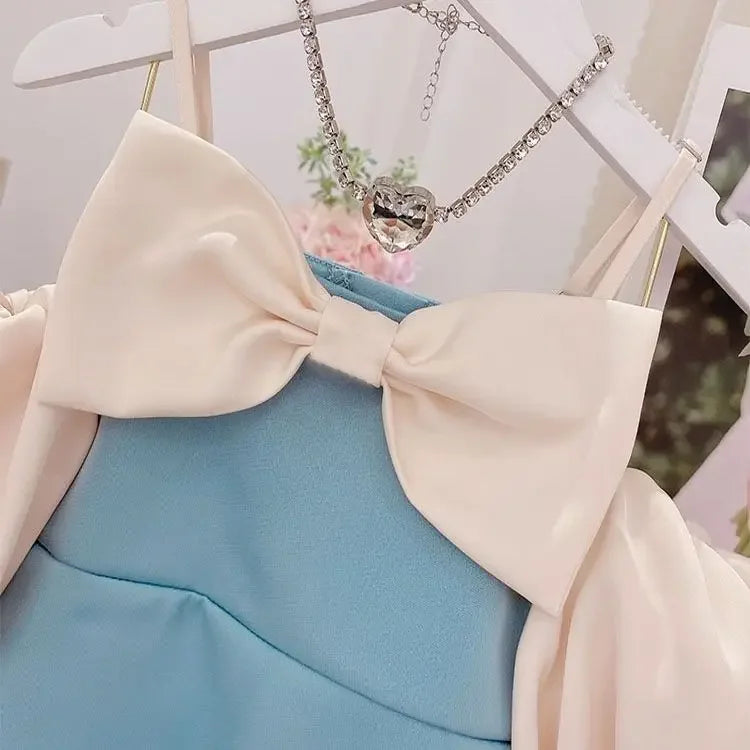 New Girls Summer Dress Fashion Bow Birthday Party Princess Dresses Clothing