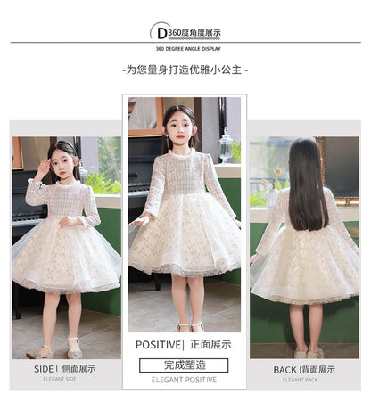 Girl's Dress Entry Lux Elegant Princess Dress Host Piano Playing Flower Girl Bubble Skirt