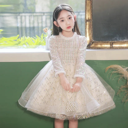 Girl's Dress Entry Lux Elegant Princess Dress Host Piano Playing Flower Girl Bubble Skirt
