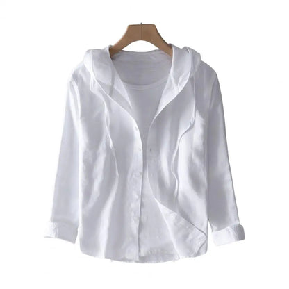 Men Summer Shirt Sun Anti UV Long Sleeve Hooded Drawstring Single breasted Soft Loose Breathable Cardigan Coat Top (Available)