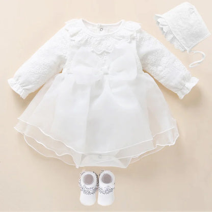 Newborn Baby Girl Dress Baptism Dress White Christening Clothes For Baby Girl Lace Vestido Bebe Robe Bapteme 3 6 9 Months