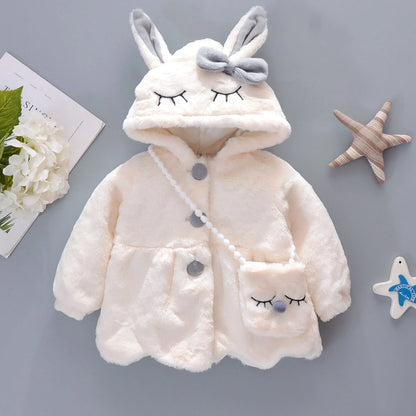 New Winter Coat Baby Girl Cold Protection Cute Hooded Coat With Free Bag For Kids (Available) (Copy)