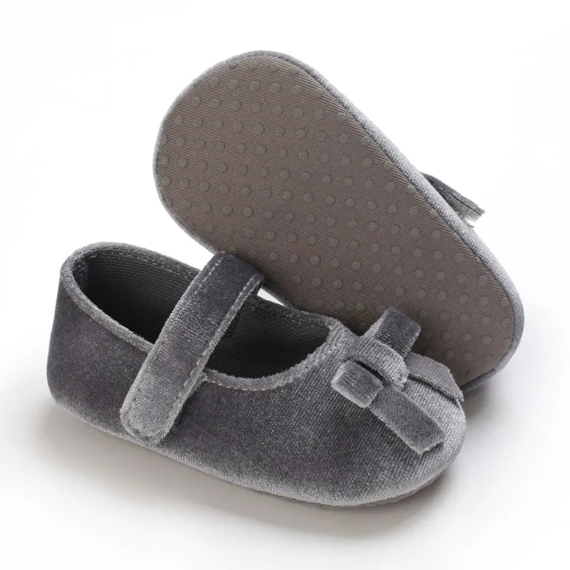 Infant Baby Girls Walkers Shoes Flats Bowknot Soft Anti-Slip Rubber Sole Newborn Shoes Anti-slip Toddler First Walkers