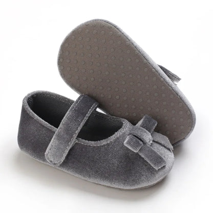 Infant Baby Girls Walkers Shoes Flats Bowknot Soft Anti-Slip Rubber Sole Newborn Shoes Anti-slip Toddler First Walkers
