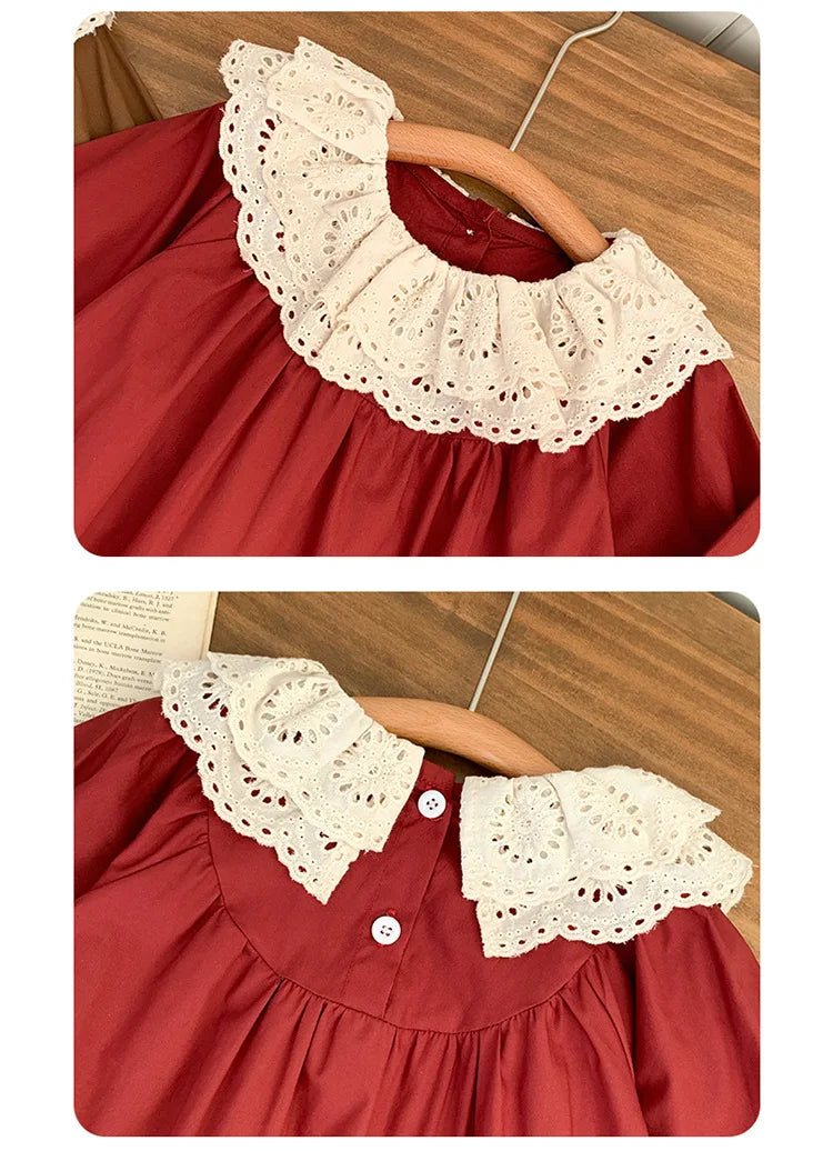 Girls' Dress Spring and Autumn 2025 New Children's Foreign Spring Dress Long Sleeve Skirt Spring Girl Princess Dress