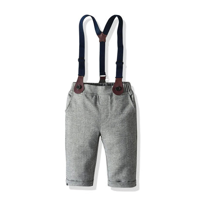 Newborn Baby Boys Clothes Set Infant Gentleman Outfit Baby Formal Suspender Overalls Autumn Winter Long Sleeve Toddler Boy Suit