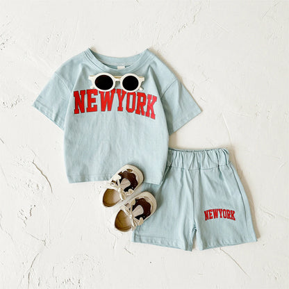 Summer Hot Baby Boys Clothes Pure Cotton Short Sleeved+Shorts Set Letter Printed T-shirt Sports Set Baby Girl Newborn 2PCS