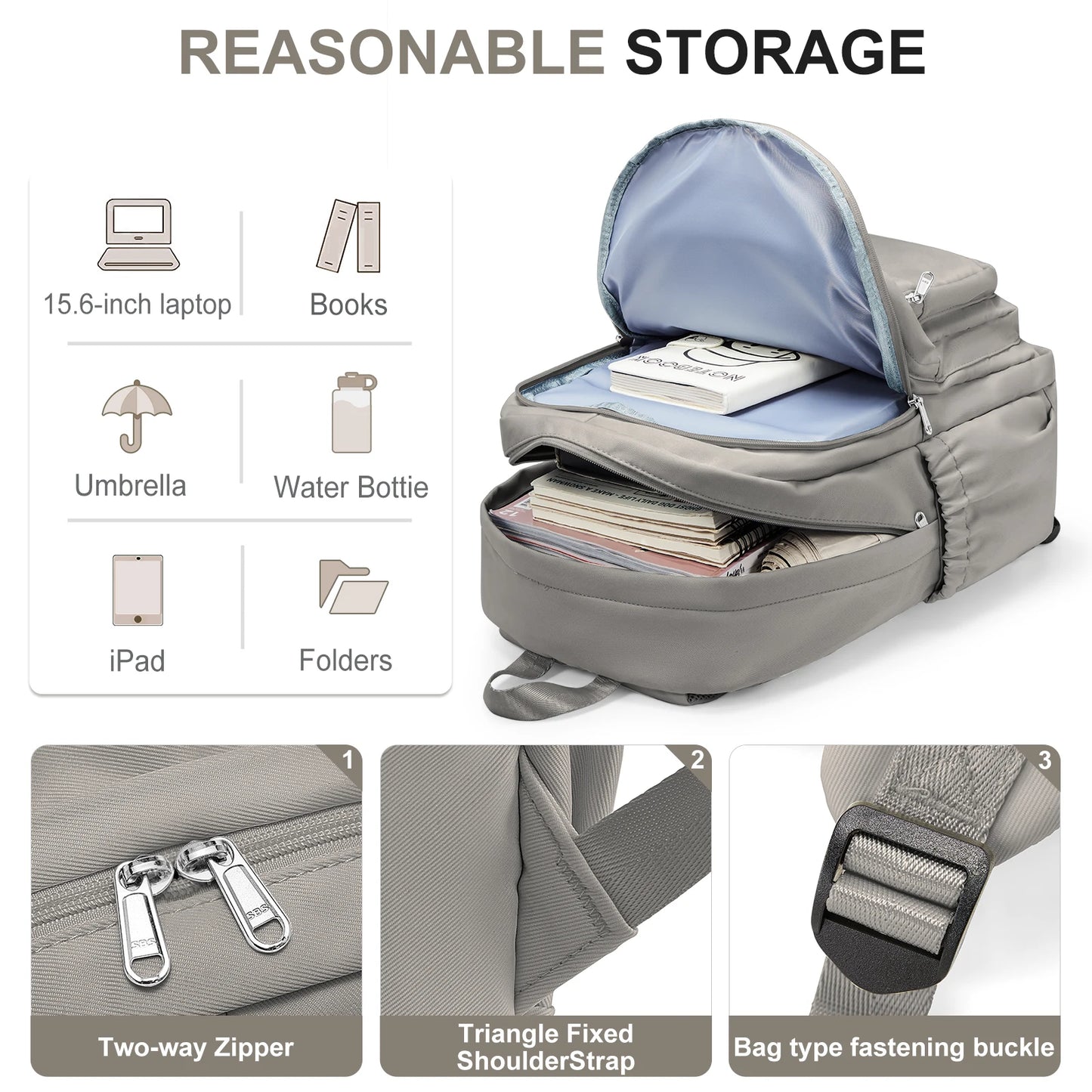 School Bag for 15.6 Inch Laptop Backpack for School Kids Girls Large Capacity Light Weight Backpack Women Fashion College Bag