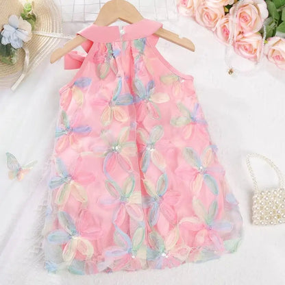 Girl Clothing 2025 Summer Girl Clothes Children Colorful Flower Princess Dress Kids Cute Sweet Birthday Party Holiday Dresses