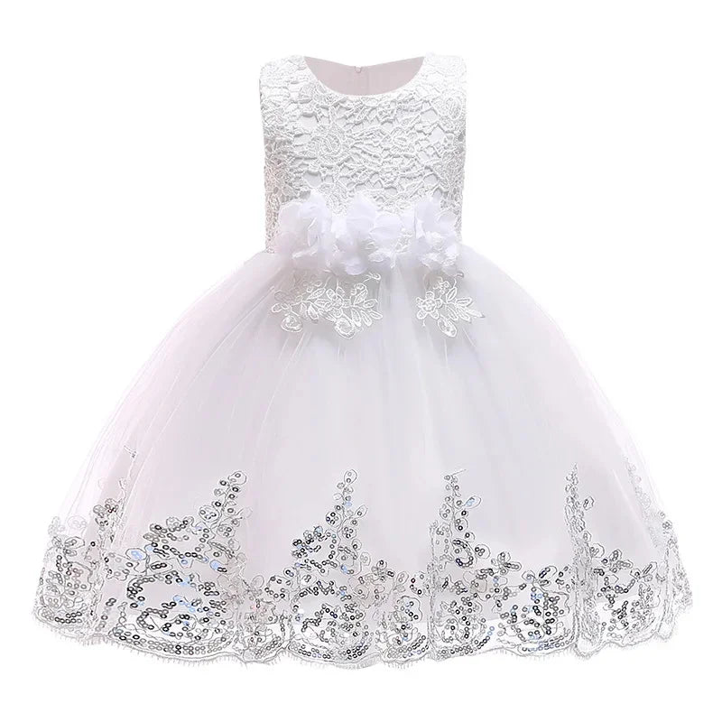 Girls Party Dresses 1st Birthday Baby Girl Princess Dress For Christening Flower White Wedding Dress Halloween Children Clothing