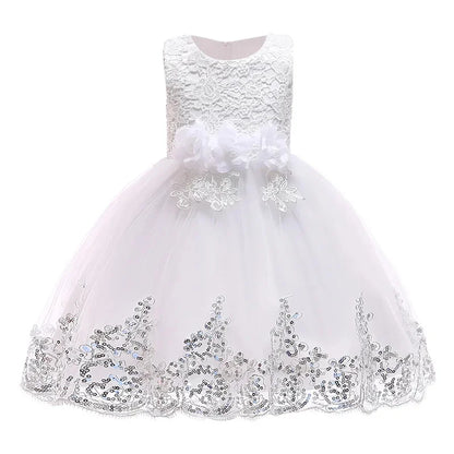 Girls Party Dresses 1st Birthday Baby Girl Princess Dress For Christening Flower White Wedding Dress Halloween Children Clothing
