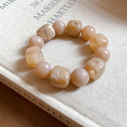 Women's Bracelet with Square and Round Acrylic Beads; Simple European and American Inspired Design, Korean Fashion Accessory