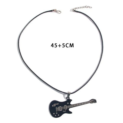 Stylish Gift For Men Pendant Guitar Leather Sweater chain Clavicle Chain Jewelry Fashion Accessories Necklaces
