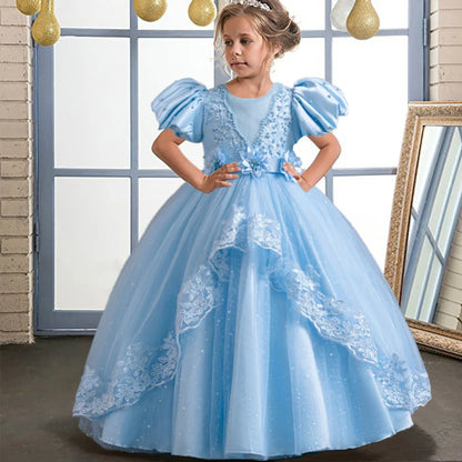 New Gorgeous Girls Party Dress Opening Ceremony Clothing Halloween Performance Dance Princess Skirt 4-12T Christmas dress