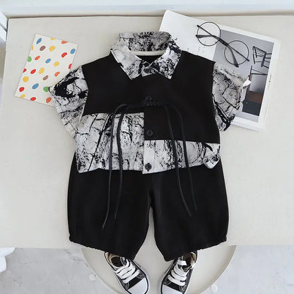 Summer Children Boys National style children's clothes shirt Shorts 2pcs/Set Toddler Fashion Clothing Tracksuit 1 2 3 4 5 Years