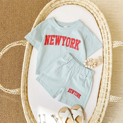 Summer Hot Baby Boys Clothes Pure Cotton Short Sleeved+Shorts Set Letter Printed T-shirt Sports Set Baby Girl Newborn 2PCS