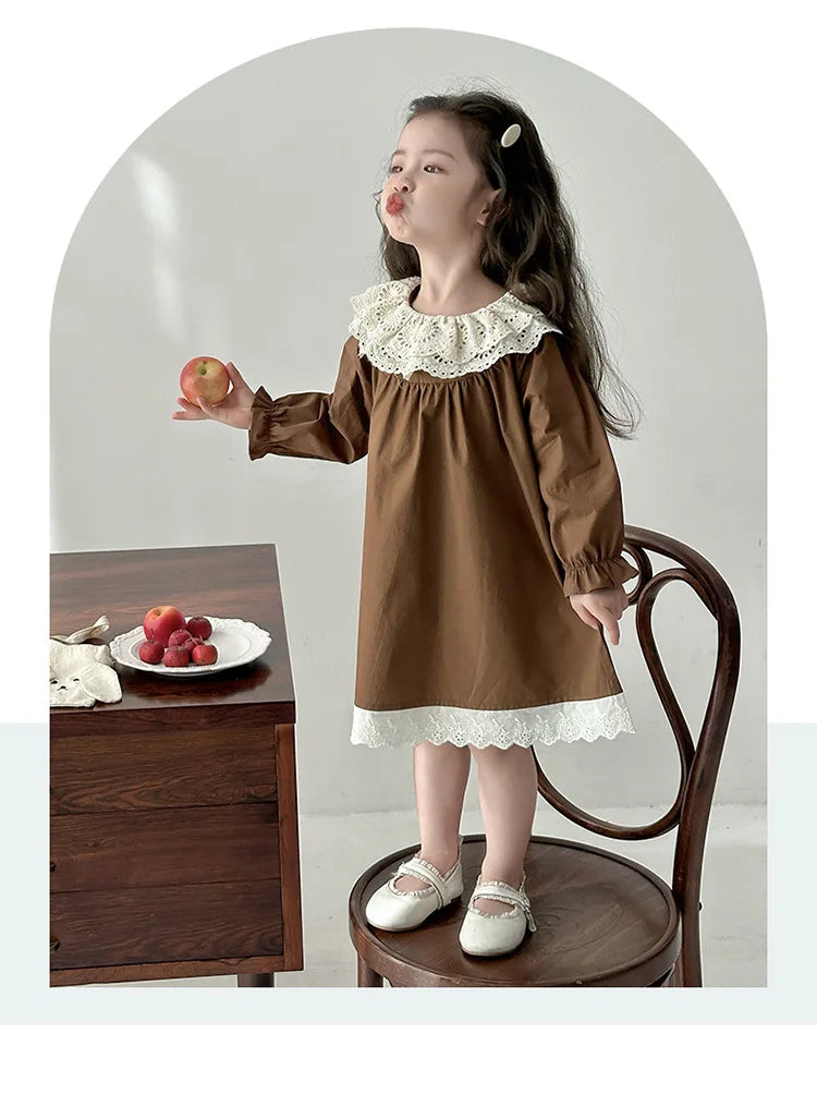 Girls' Dress Spring and Autumn 2025 New Children's Foreign Spring Dress Long Sleeve Skirt Spring Girl Princess Dress