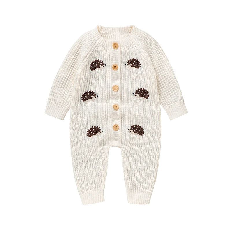 Newborn Clothes Outfits Autumn Winter Baby Boy Girl Long Sleeve Knitted Rompers Jumpsuits Cute Hedgehog Infant Outwear Playsuits