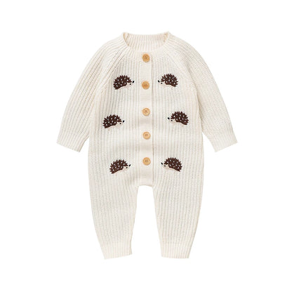 Newborn Clothes Outfits Autumn Winter Baby Boy Girl Long Sleeve Knitted Rompers Jumpsuits Cute Hedgehog Infant Outwear Playsuits