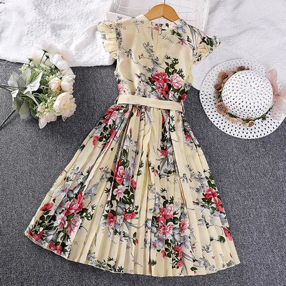 Girls Dress Summer 4-12 Years Flowers Sleeveless Fashion Elegant Little Princess Dress Birthday Dance Party Gifts Kids Clothes