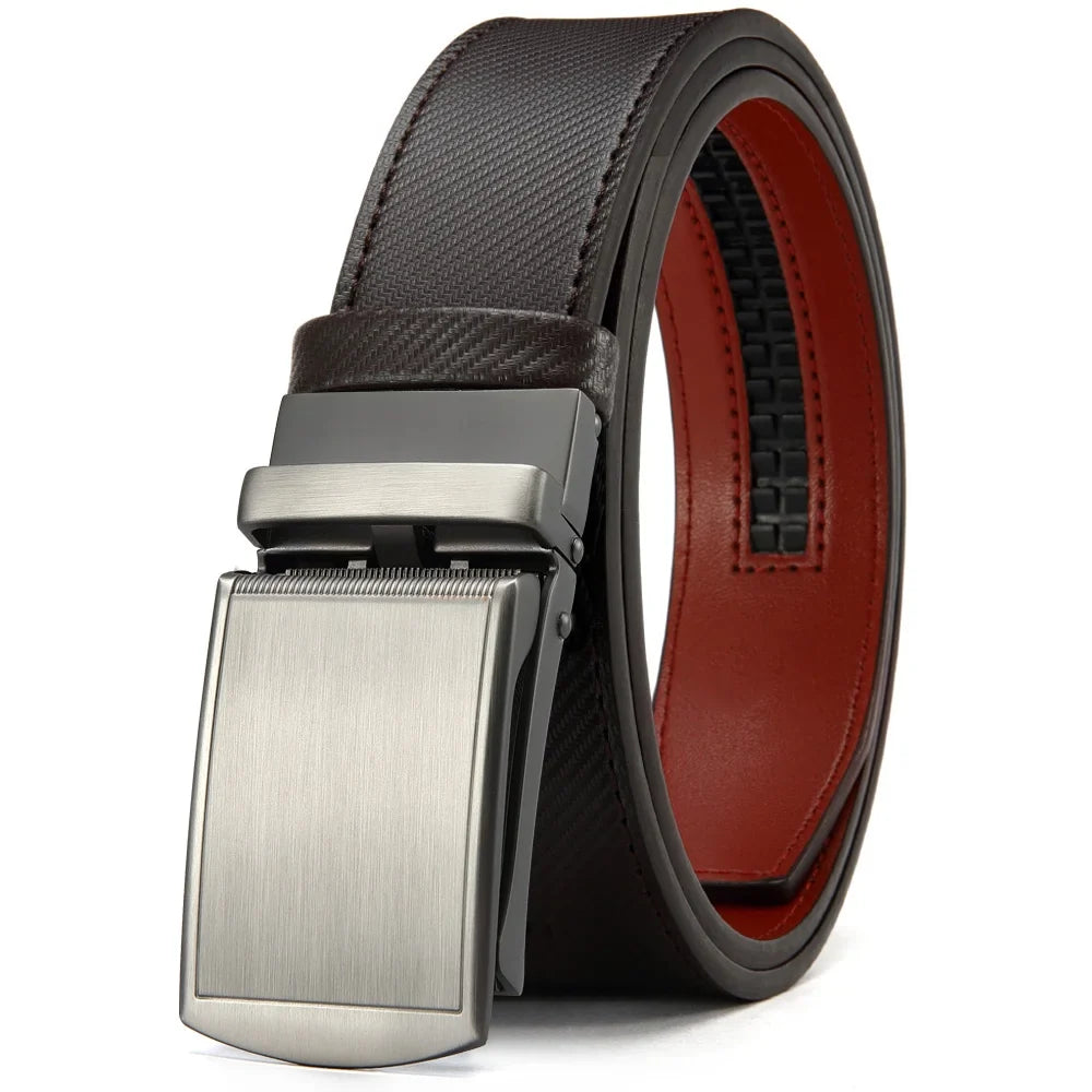 DOOPAI New Mens Belt Hollow Automatic Mens Belt Genuine Leather Luxury Belt  For Men Belt Male Strap Male Metal Automatic Buckle