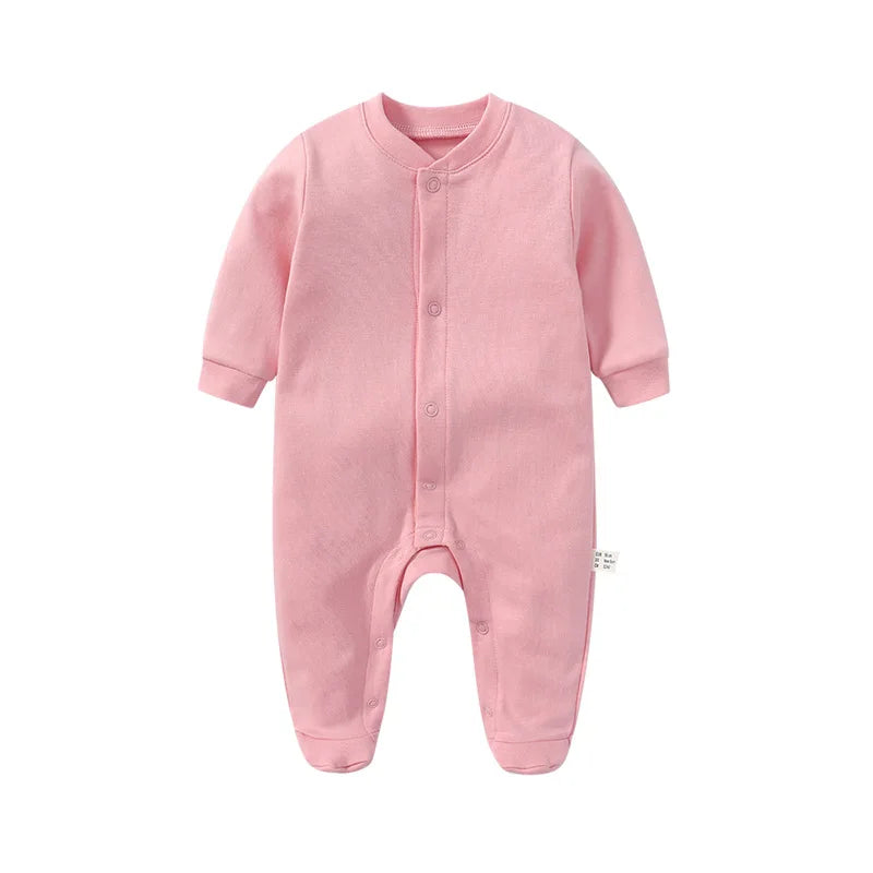 Newborn Baby boys Clothes Cotton solid Print Baby girls Jumpsuit Long Sleeve kids Clothing
