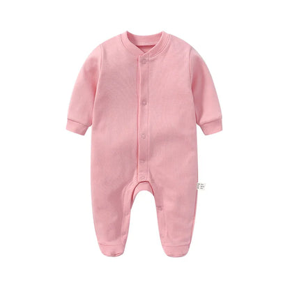 Newborn Baby boys Clothes Cotton solid Print Baby girls Jumpsuit Long Sleeve kids Clothing