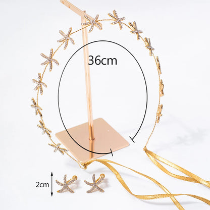 Headbands tiaras wedding accessories for women starfish shaped rhinestone hairbands fairy bride princess headwear hair jewelry