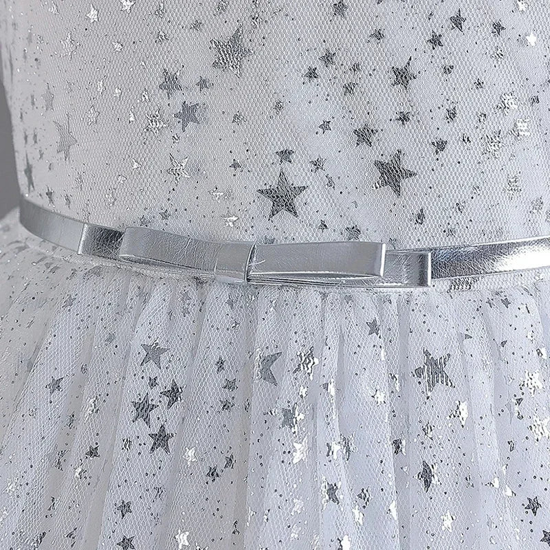 Summer Girls Dresses for Party and Wedding Lace Mesh Short Sleeve Girls Sequin Dress Fashion Girls Party Dress 4-10 Years